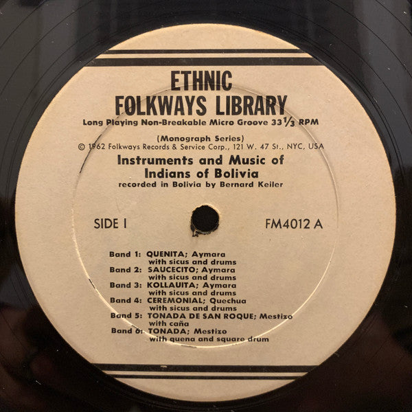 Various : Instruments And Music Of Bolivia (LP, Comp)