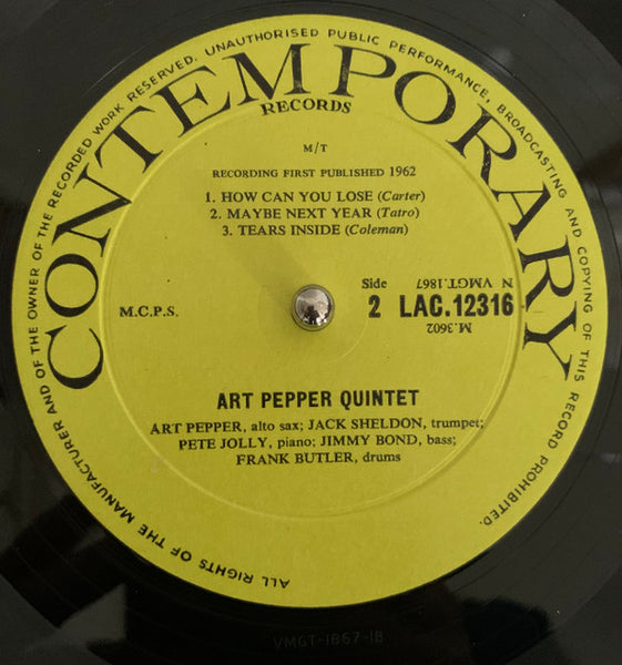 Art Pepper Quintet : Smack Up (LP, Album, Mono)