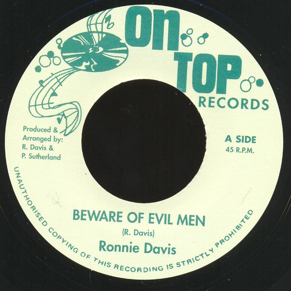 Ronnie Davis : Beware Of Evil Men (7", RE)