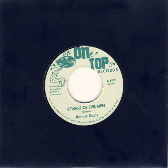 Ronnie Davis : Beware Of Evil Men (7", RE)