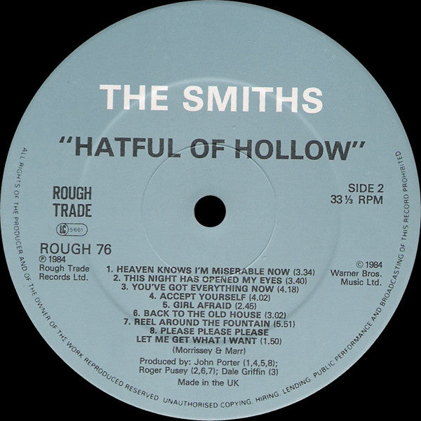 The Smiths : Hatful Of Hollow (LP, Album, Comp, Ast)