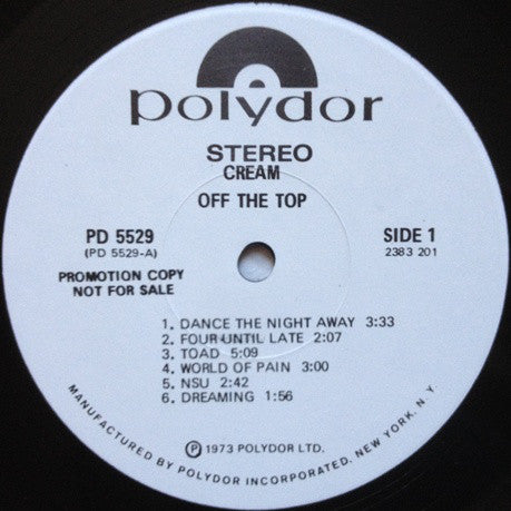 Cream (2) : Off The Top (LP, Comp, Promo, Off)