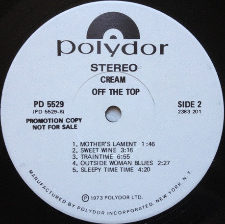 Cream (2) : Off The Top (LP, Comp, Promo, Off)