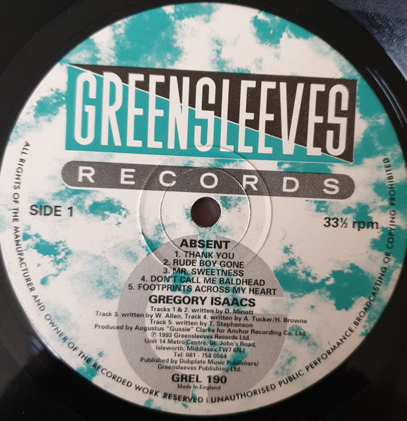 Gregory Isaacs : Absent (LP, Album)