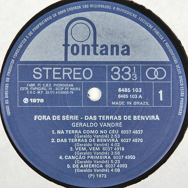 Geraldo Vandré : Das Terras De Benvirá (LP, Album, RE)