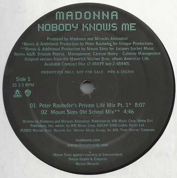 Madonna : Nobody Knows Me (12", Single, Promo)