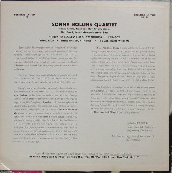 Sonny Rollins : Worktime (LP, Album, Mono, Pin)