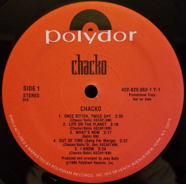 Chacko (2) : Chacko (LP, Album, Promo)