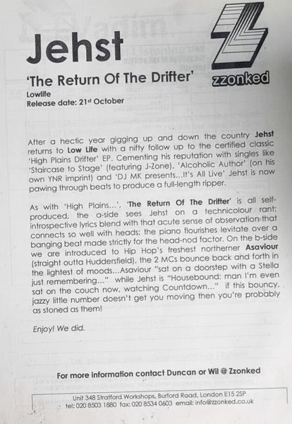 Jehst : The Return Of The Drifter / People Under The Weather (12")