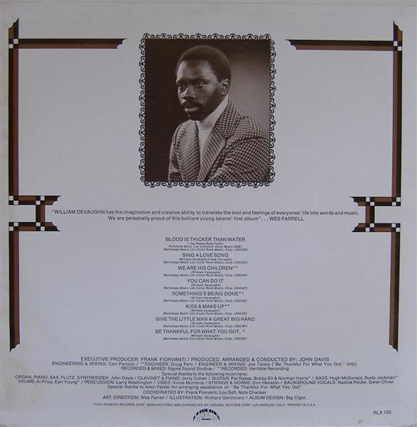 William DeVaughn : Be Thankful For What You Got (LP, Album, Son)