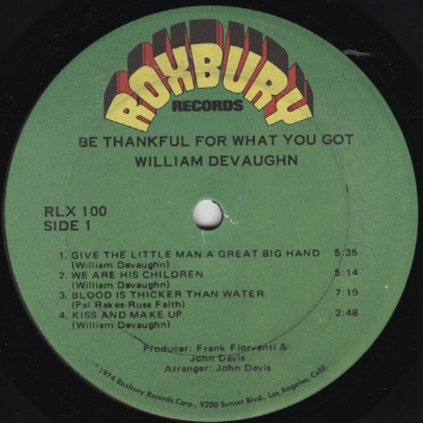 William DeVaughn : Be Thankful For What You Got (LP, Album, Son)