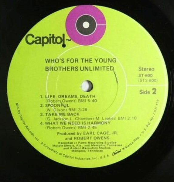 Brothers Unlimited : Who's For The Young (LP, Album)
