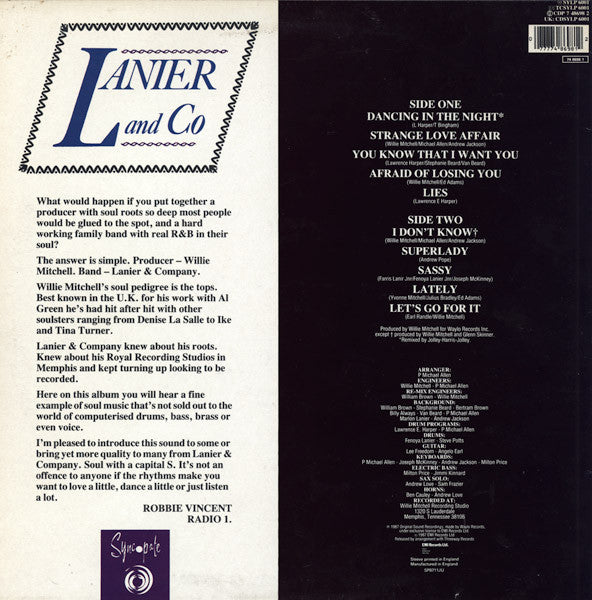 Lanier & Co : Dancing In The Night (LP, Album)