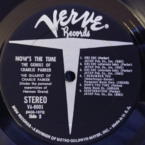The Quartet Of Charlie Parker* : Now's The Time (LP, Album, RE)