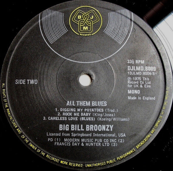 Big Bill Broonzy : All Them Blues (2xLP, Comp, Mono)