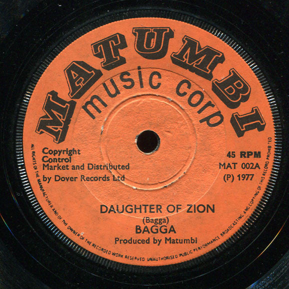 Bagga Matumbi : Daughter Of Zion (7")