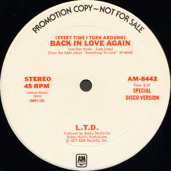 L.T.D. : (Every Time I Turn Around) Back In Love Again (12", Promo)
