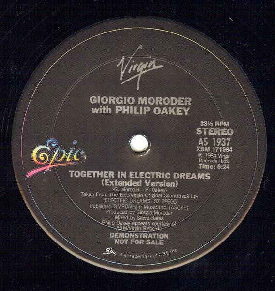 Giorgio Moroder With Philip Oakey : Together In Electric Dreams (12", Promo)