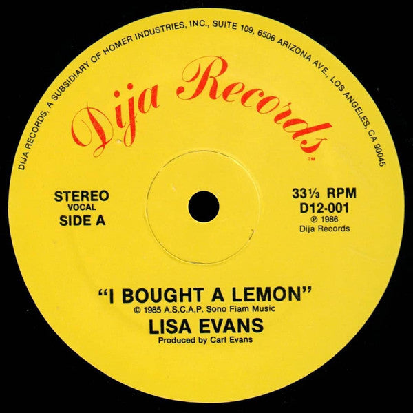 Lisa Evans (3) : I Bought A Lemon / Too Much Love (12")