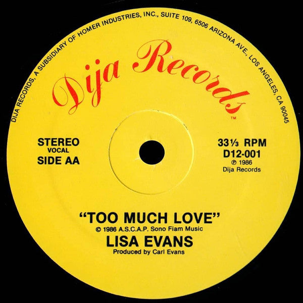 Lisa Evans (3) : I Bought A Lemon / Too Much Love (12")