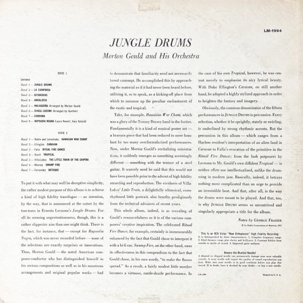 Morton Gould And His Orchestra : Jungle Drums (LP, Album, Mono, RE)