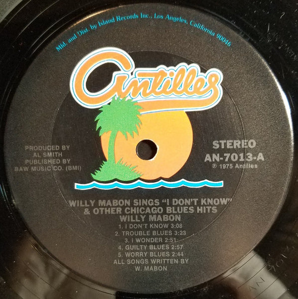 Willie Mabon : Willie Mabon Sings "I Don't Know" And Other Chicago Blues Hits (LP, Album, RE)