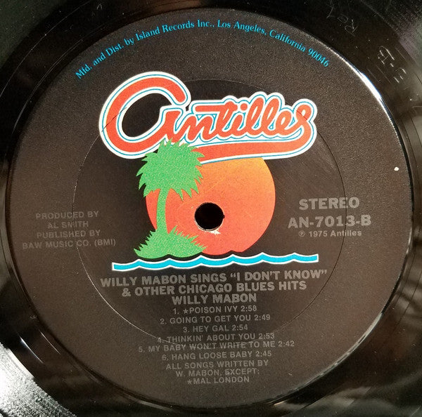 Willie Mabon : Willie Mabon Sings "I Don't Know" And Other Chicago Blues Hits (LP, Album, RE)