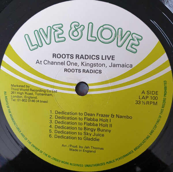 Roots Radics* : Live At Channel One Kingston Jamaica (LP, Album)