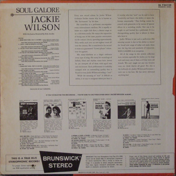 Jackie Wilson : Soul Galore (LP, Album, Glo)