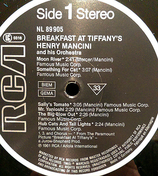 Henry Mancini : Breakfast At Tiffany's  (LP, RE)