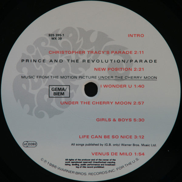 Prince And The Revolution : Parade (LP, Album, Club)