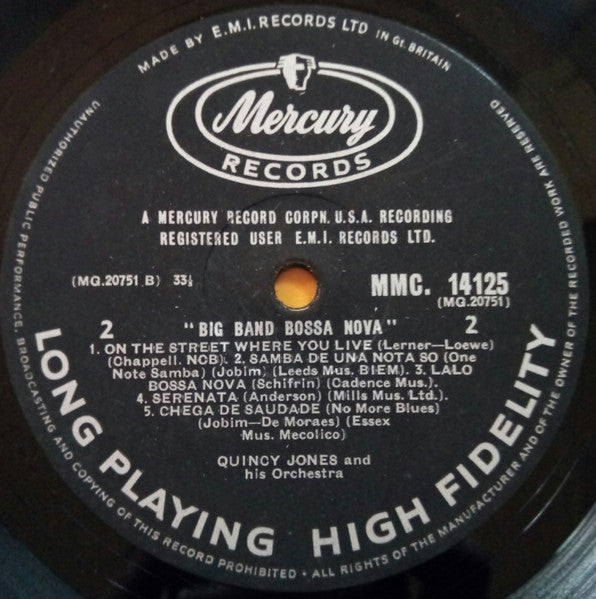 Quincy Jones And His Orchestra : Big Band Bossa Nova (LP, Album, Mono)