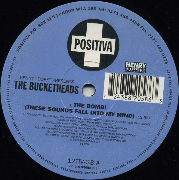 Kenny "Dope" Gonzalez Presents The Bucketheads : The Bomb! (These Sounds Fall Into My Mind) (12", ASC)