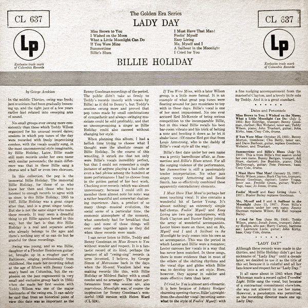 Billie Holiday : Lady Day (LP, Comp, Mono, RP, Hol)