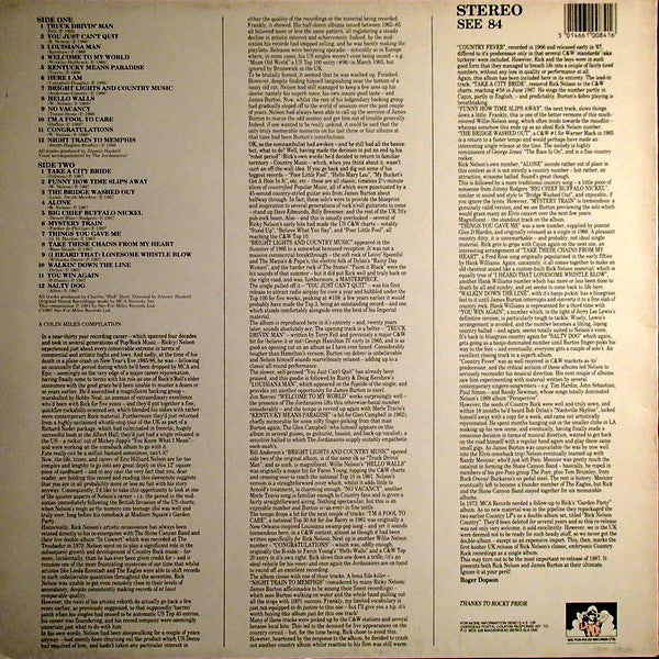 Rick Nelson* : Bright Lights And Country Music / Country Fever (LP, Comp)