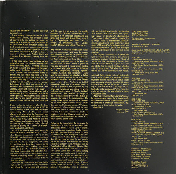 Duke Jordan Trio : Live In Japan (2xLP, Album)