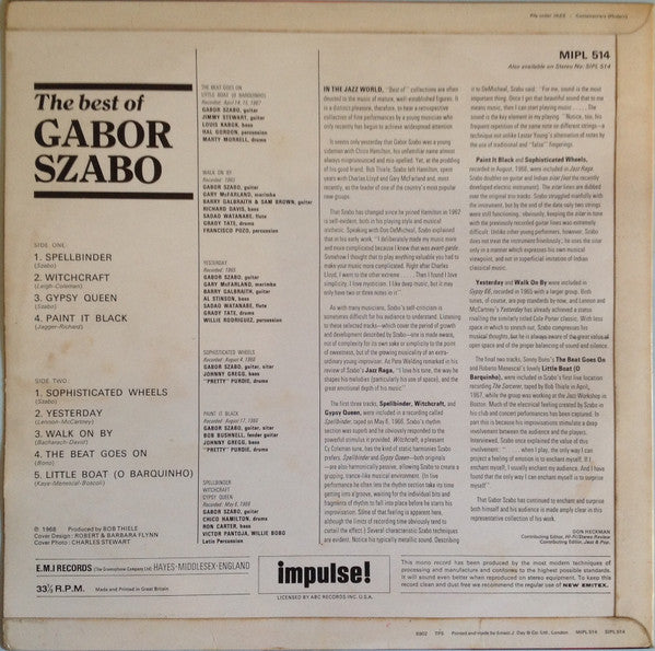 Gabor Szabo : The Best Of Gabor Szabo (LP, Comp, Mono)