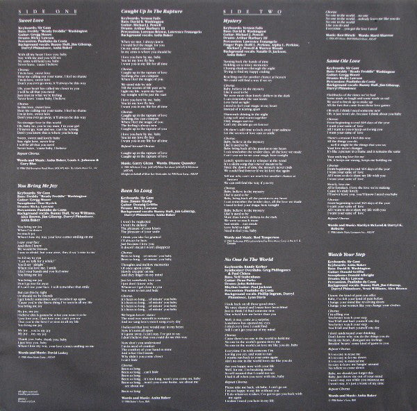 Anita Baker : Rapture (LP, Album, AR)