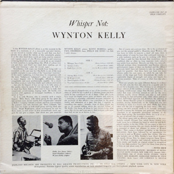 Wynton Kelly : Whisper Not (LP, Album, Mono, RE, RM)