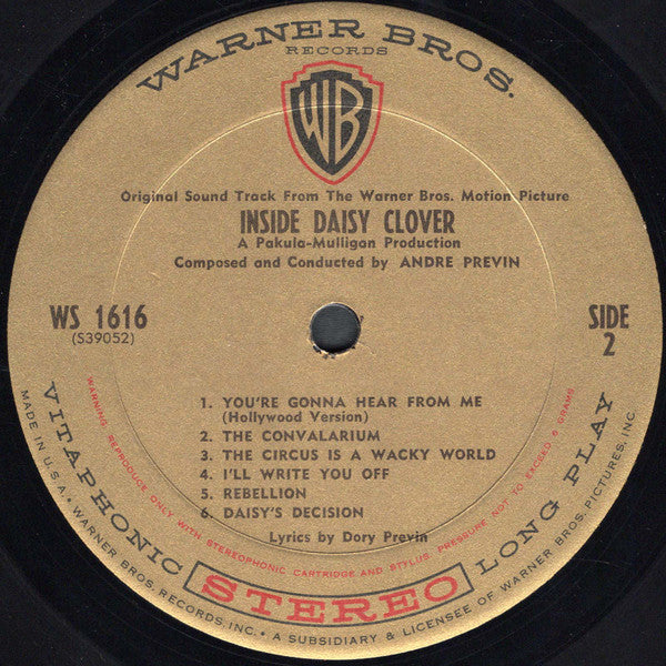 André Previn, Dory Previn : Inside Daisy Clover - Original Motion Picture Soundtrack (LP, Album)
