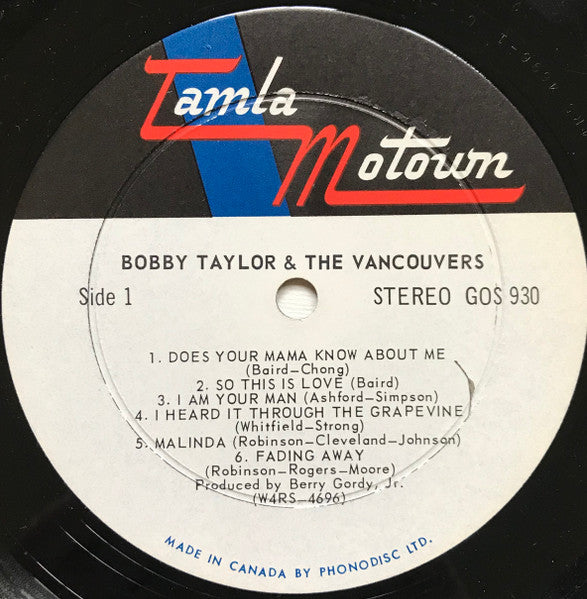 Bobby Taylor And The Vancouvers* : Bobby Taylor And The Vancouvers (LP)