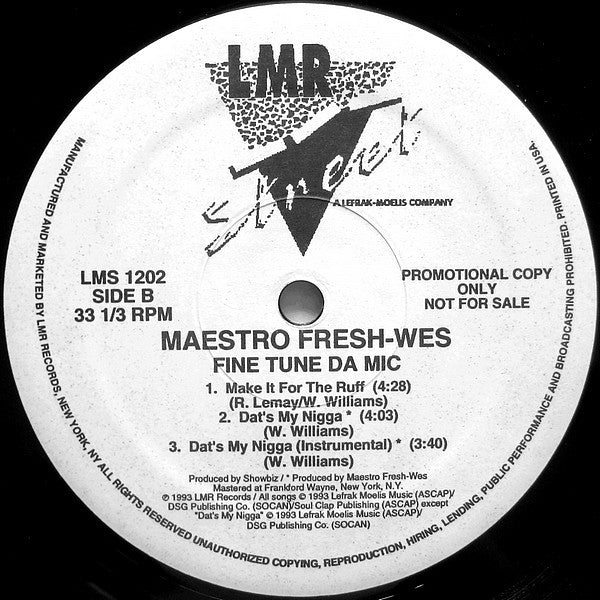 Maestro Fresh-Wes : Fine Tune Da Mic (12", Promo)