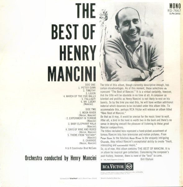 Henry Mancini : The Best Of Mancini (LP, Comp, Mono)