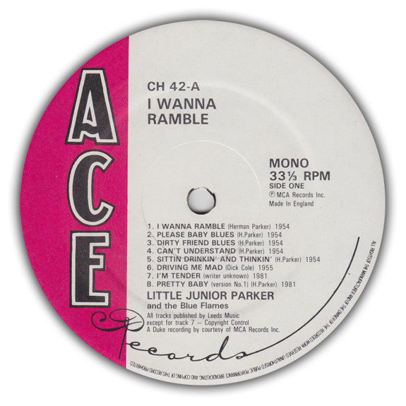 Little Junior's Blue Flames : I Wanna Ramble (LP, Comp, Mono, Whi)