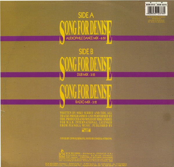 Piano Fantasia : Song For Denise (12", Maxi, RE)