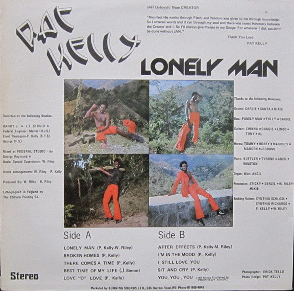 Pat Kelly : Lonely Man (LP, Album, Red)