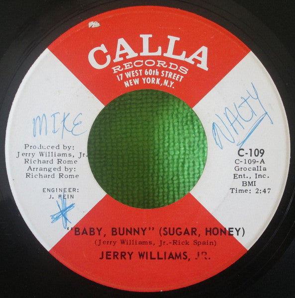 Jerry Williams* : Baby Bunny (Sugar Honey) (7")