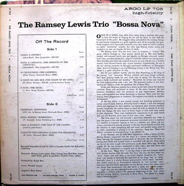 The Ramsey Lewis Trio : Bossa Nova (LP, Album, Mono)