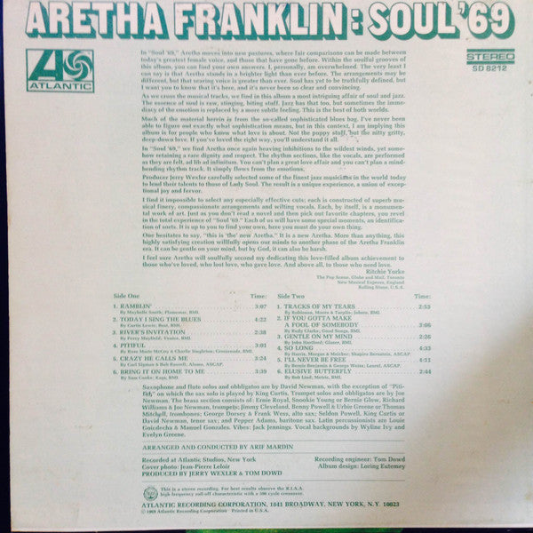 Aretha Franklin : Soul '69 (LP, Album, MGM)