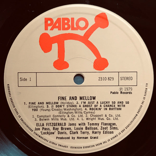 Ella Fitzgerald Jams With Tommy Flanagan, Eddie "Lockjaw" Davis, Louis Bellson, Clark Terry, Zoot Sims, Joe Pass, Ray Brown, Harry Edison : Fine And Mellow (LP, Album)